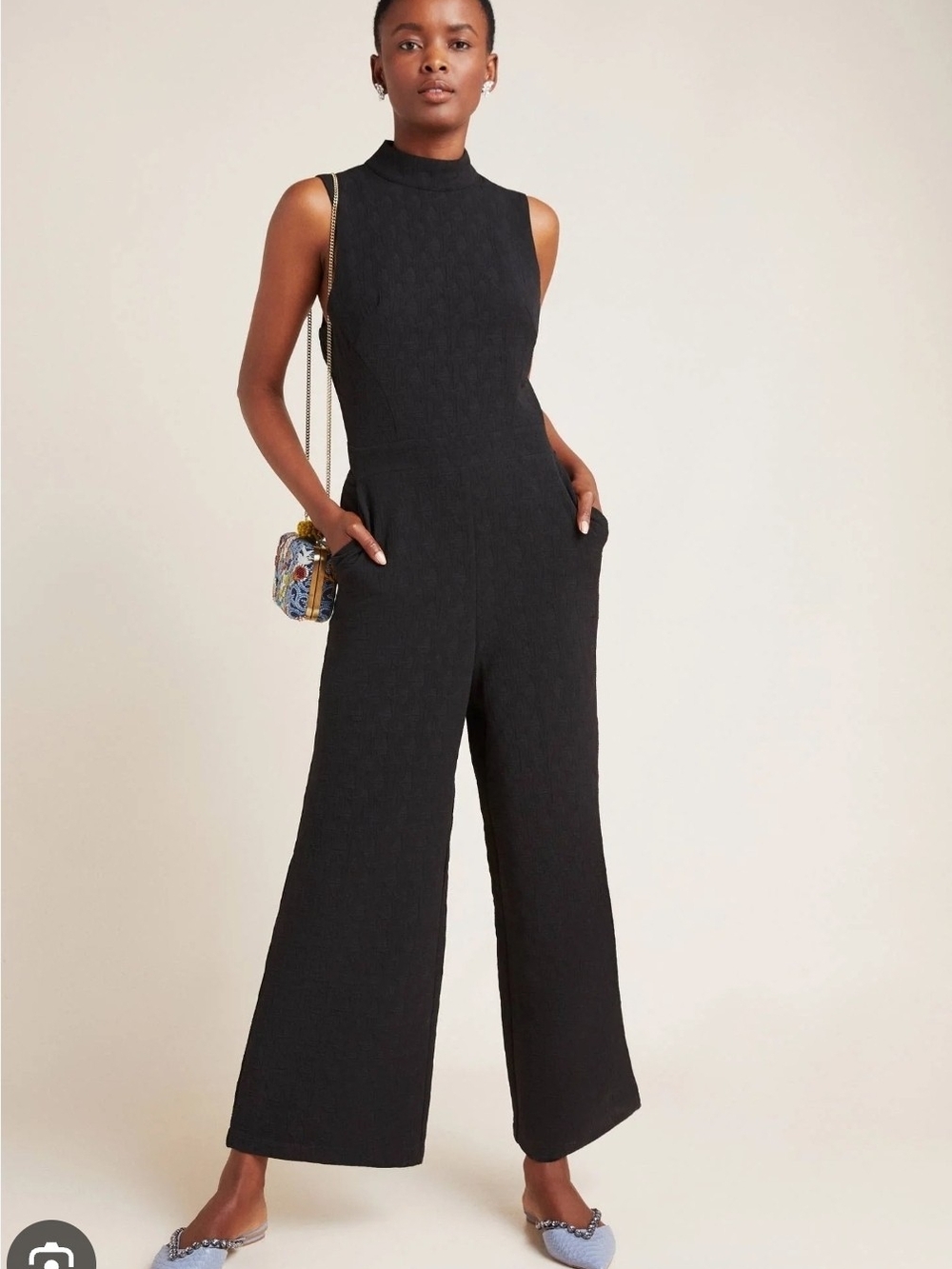 Eva Franco for Anthropologie "Charley" Mock Neck Keyhole Back Jumpsuit Large